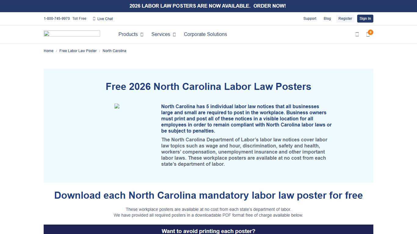 Free 2026 North Carolina Labor Law Posters Labor Law Center